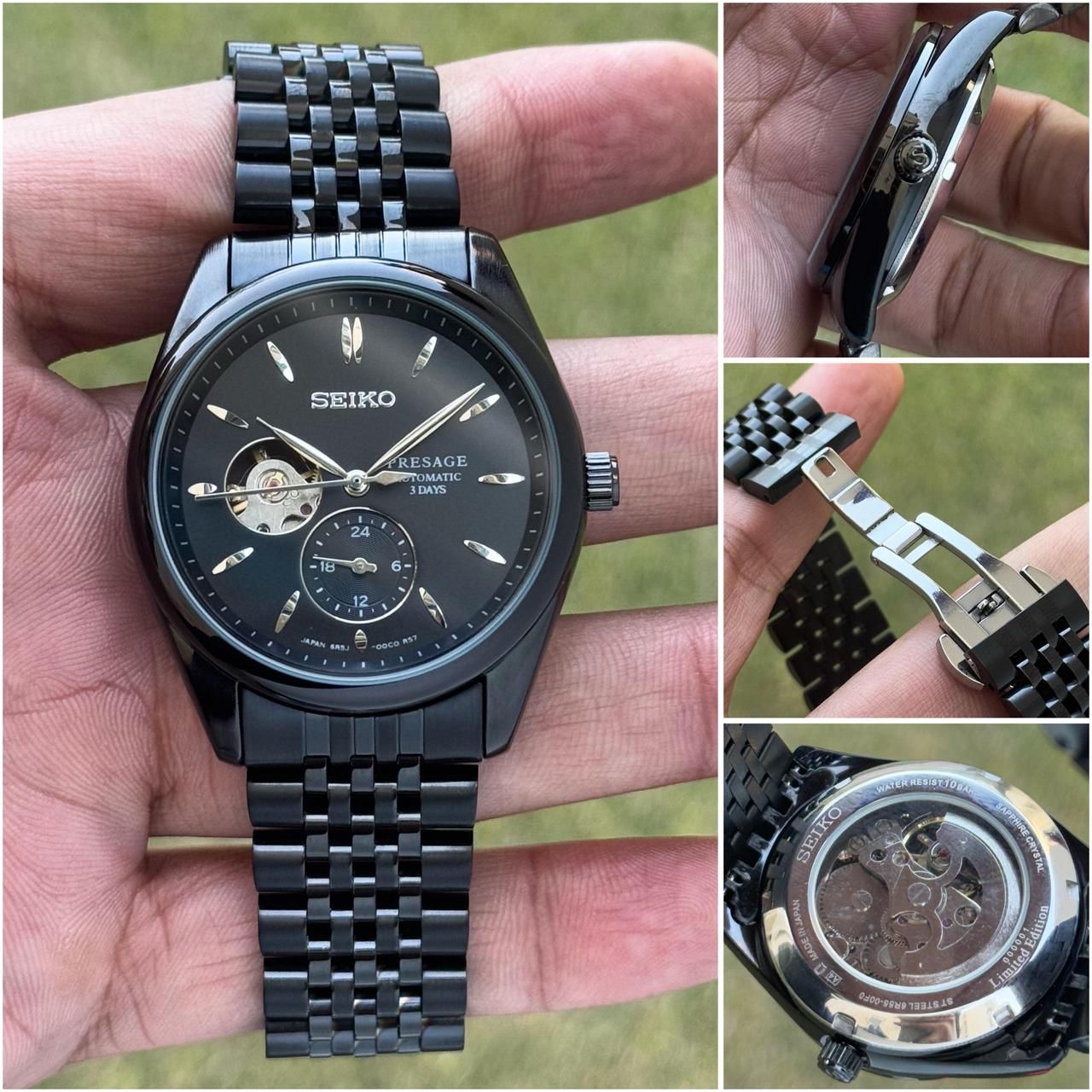 Seiko black Presage Stainless steel watch