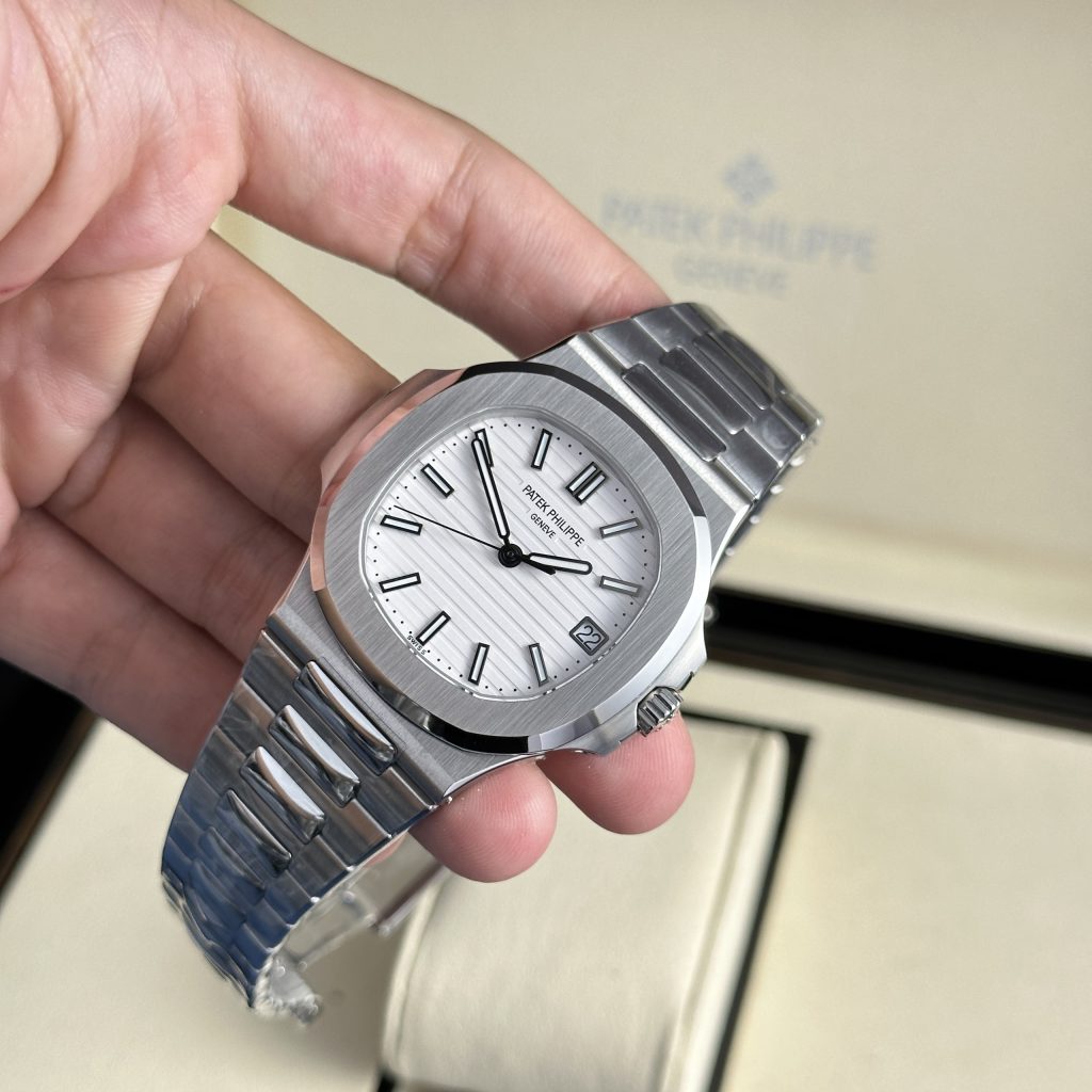 Patek Phillipe Nautilus Silver White Dial Metal premium Automatic Shahrukh khan Watch [OPEN BACK]