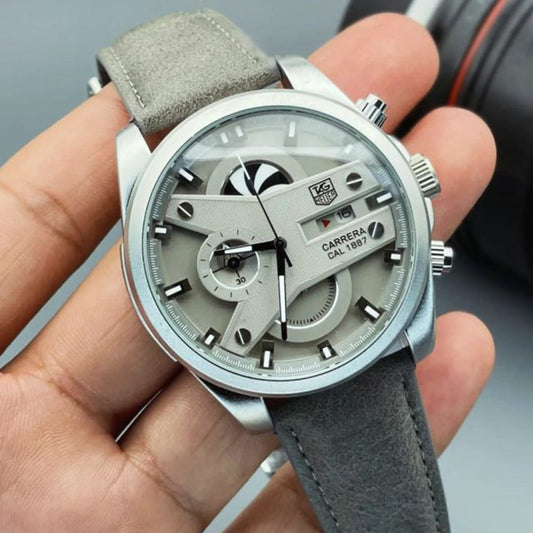 Tagheuer Cr7 New Leather Grey Belt Grey Dial