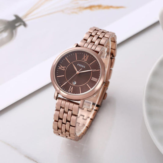 Fossil Rose Gold Brown Dial Ladies Watch