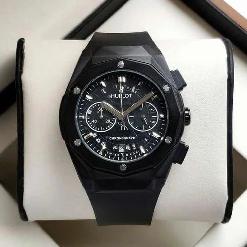 Hublot Stainless steel Matte Black Diamond cut skeleton watch