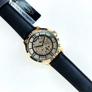 fossil golden dial automatic open back