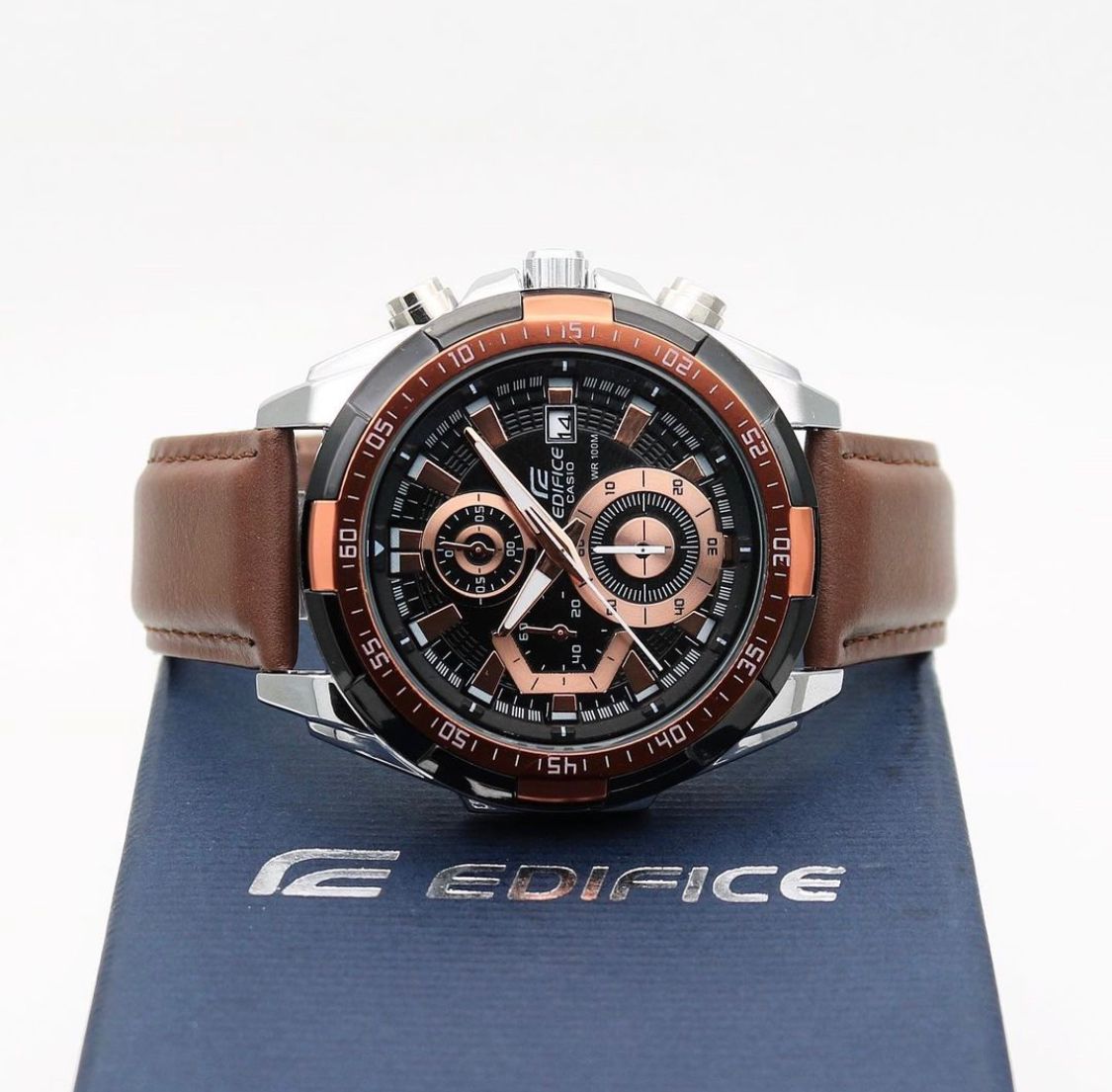 Edifice E02 Brown Leather Watch