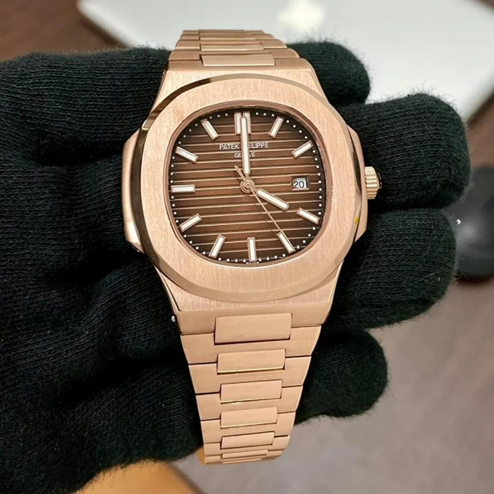 Patek Phillipe Nautilus Rosegold Metal Brown Dial Virat Kholi Watch