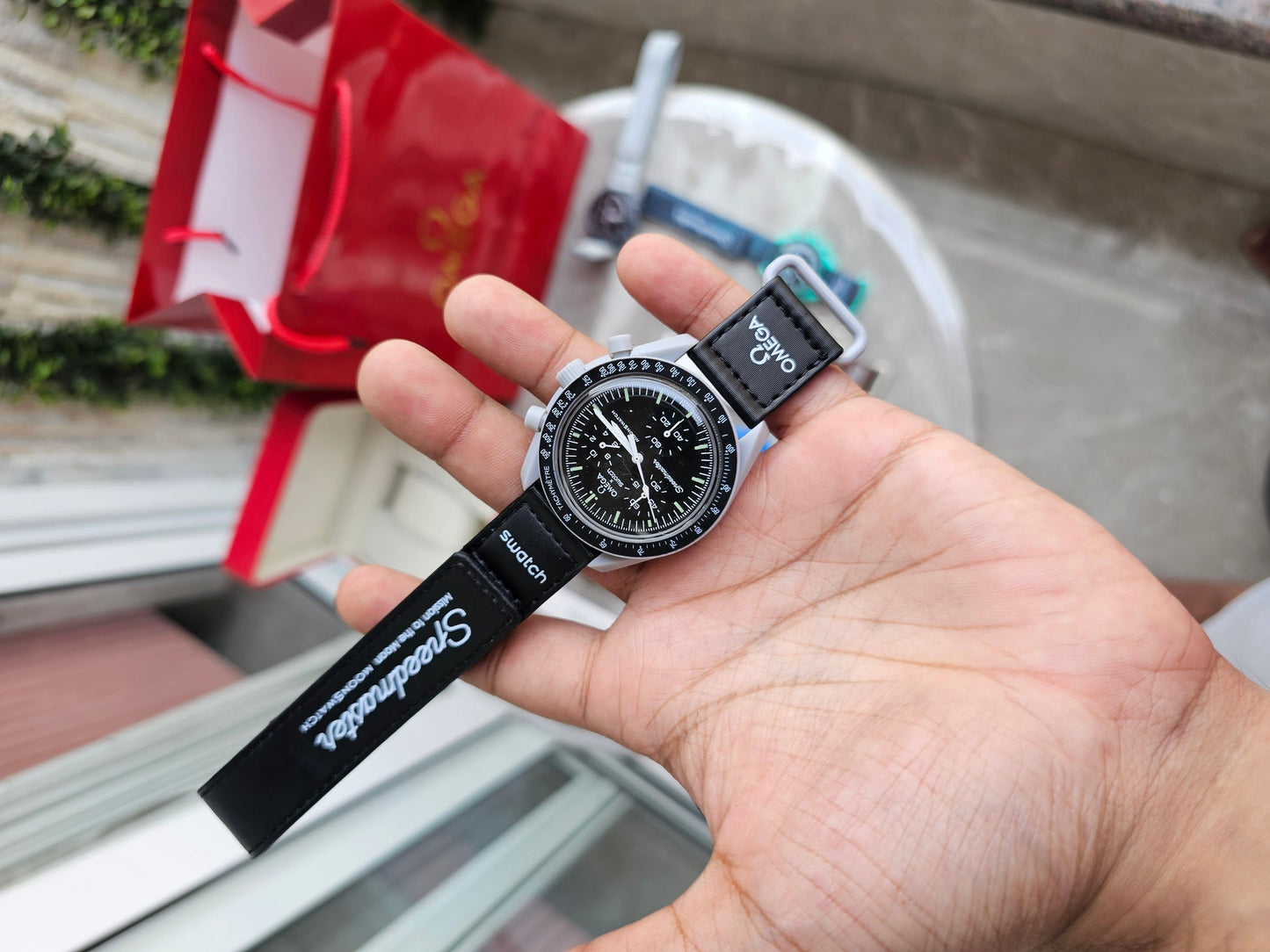 Omega Speedmaster Moonswatch greyBlack with black belt high quality