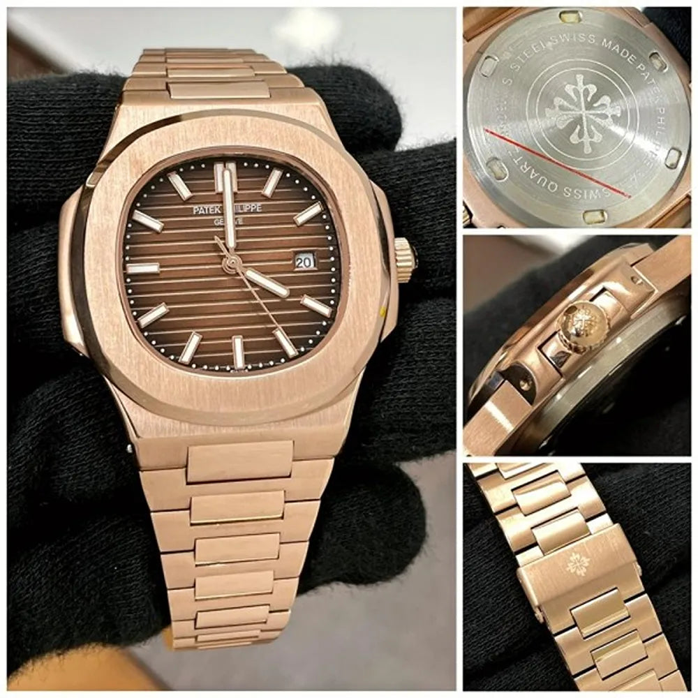 Patek Phillipe Nautilus Rosegold Metal Brown Dial Virat Kholi Watch