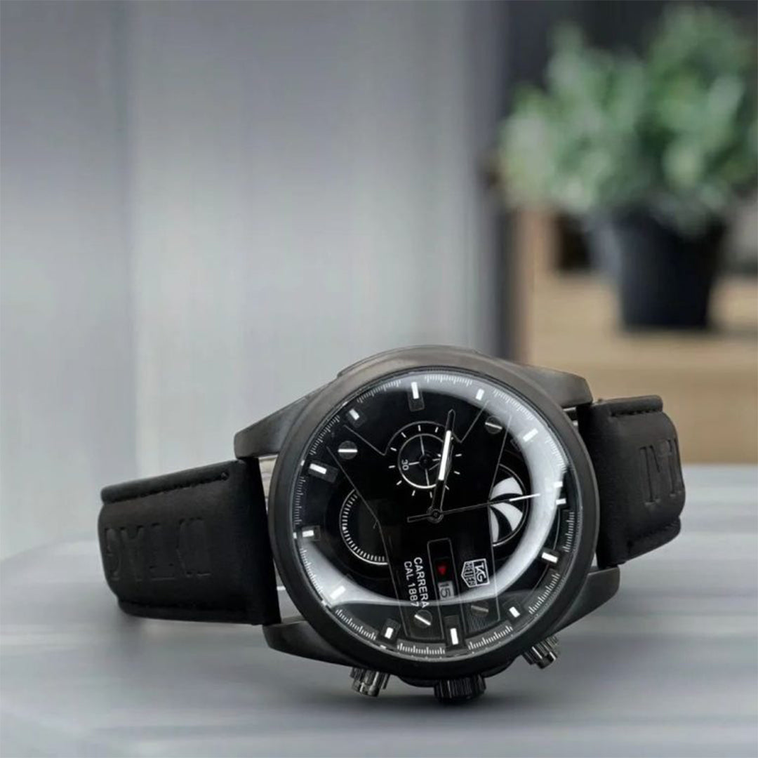 Tag heuer Cr7 New Leather Black Belt Black Dial