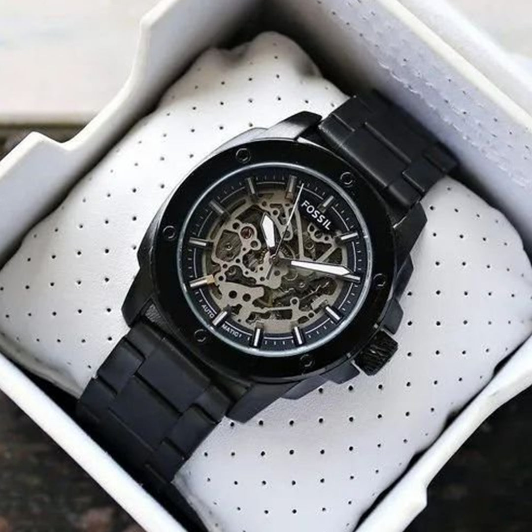 Fossil New Black Metal Automatic Watch