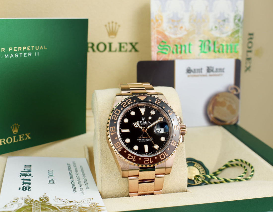 Rolex Gmt Master Rosegold Gold Black Metal Virat Watch