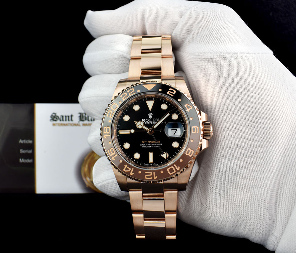 Rolex Gmt Master Rosegold Gold Black Metal Virat Watch